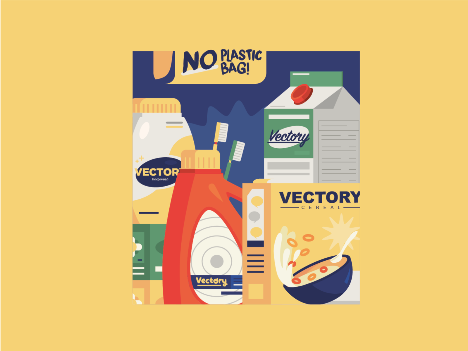 ToteBag bag bag design cereal everyday items illustration milk no plastic tote vector yellow