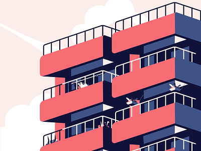 Apartments angle apartments building home illustration red vector