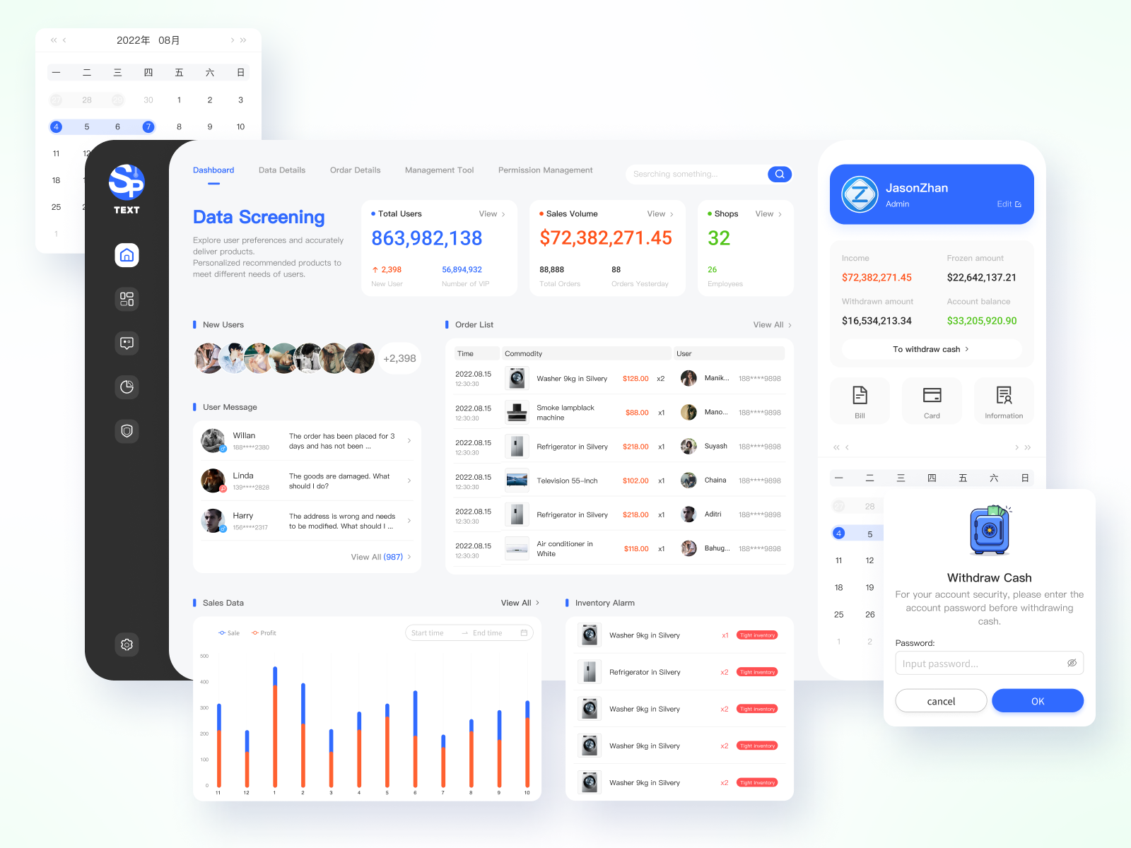 UX design of home page for background management System by Jason Zhan ...