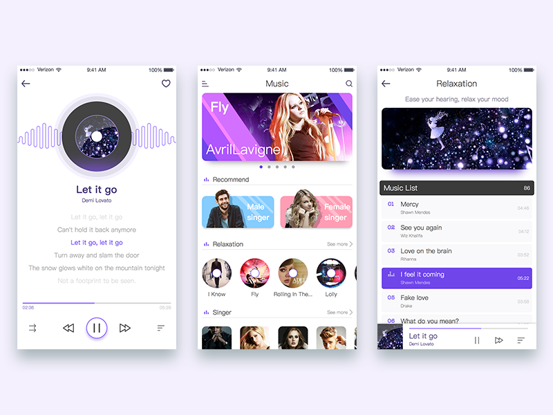 Music player by Jason Zhan on Dribbble