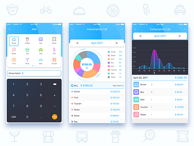 Records of consumption comsumpton history ui ux