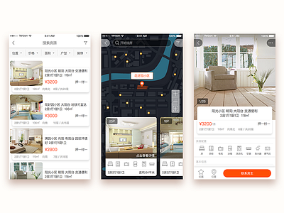 App for Rental app design house map rental ui ux