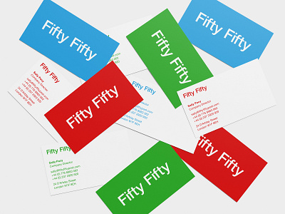 Fifty Fifty – Business Cards branding business cards design identity logo rgb stationery typography