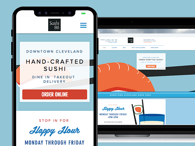 Sushi 86 Responsive Website and Online Ordering Hub online orders responsive website restaurant sushi