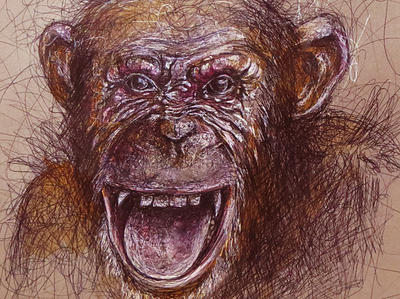Chimpanzee - Drawing - Pen drawing - How to Draw amazing drawings animal artrack best drawings chimpanzee drawing illustration painting sketch