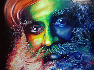 Mystic and Yogi, Sadhguru Painting | Acrylic on Canvas