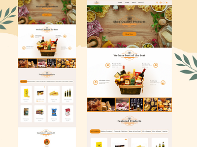 Landing page for a food products selling company