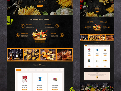 Landing page UI for a food product selling company -Dark Theme dark dark theme ecommerce food food products foods italian landing page meals ui design ui designer uiux user experience user interface web design website