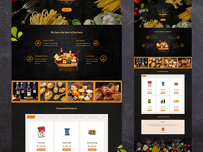 Landing page UI for a food product selling company -Dark Theme