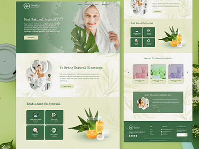 Landing page UI for a Skincare Products Website beauty care cleanup earthly facial home homepage landing page skin skincare skincare products uiux uiux designer user experience user interface web design web designing