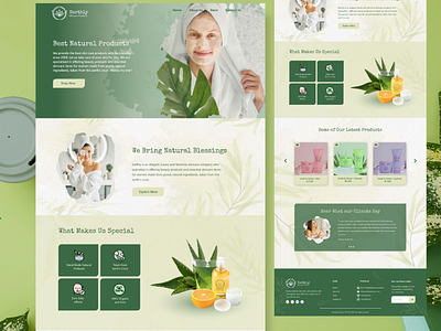 Landing page UI for a Skincare Products Website