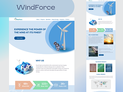 Re-Designed the web landing page of WindForce pvt ltd energy energywebsite landingpage solar uiux uiuxdesigner website wind windmill