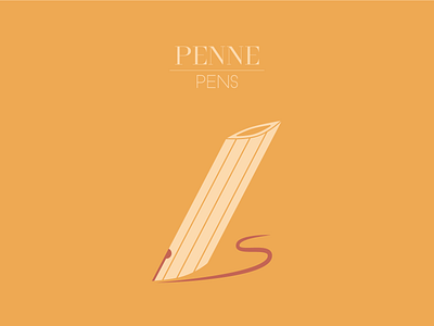 Pasta shape: penne flat design food food pun illustration italian food italy minimal pasta pen penne pens pun