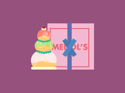 Mendl's delivery - The Grand Budapest Hotel box budapest cake dessert flat flat design grand budapest hotel illustration mendls minimal pink the grand budapest hotel wes anderson