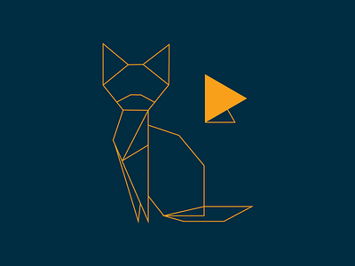 Origami cat animal blue and yellow cat graphic design illustrator line art lineart lines minimalist origami origami animal simple design vectorart
