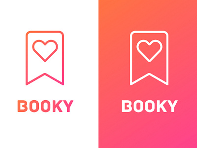Booky - logo bookmark booky branding design gradient heart logo