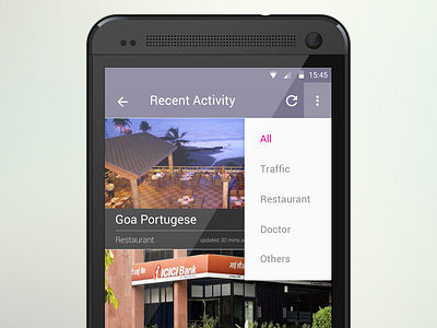 App mockup (Android L) activity andoird checkin list lollipop mockup places recent time view waiting