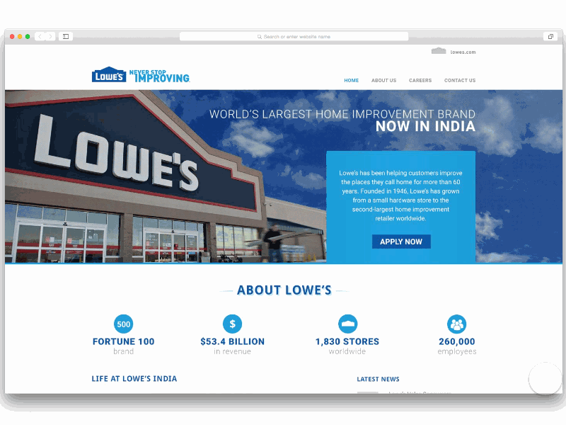 Lowes India Website Design Home Page by Jayaprasad Mohanan on Dribbble