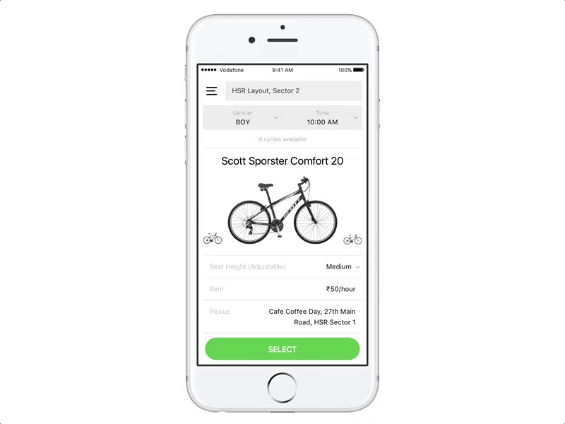 Daily UI 14 14 animation bike challenge cycle daily ios prototype rent ui