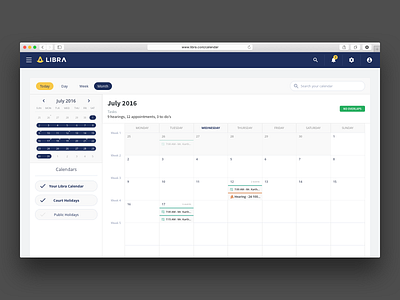 Daily UI 38 38 app calendar challenge daily legal libra management system ui vakil search web