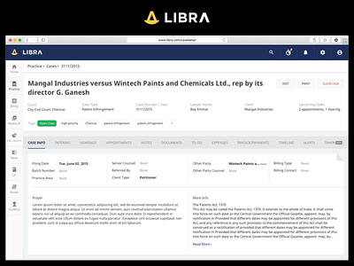 Case Detail big case dashboard data detail law legal libra management practice