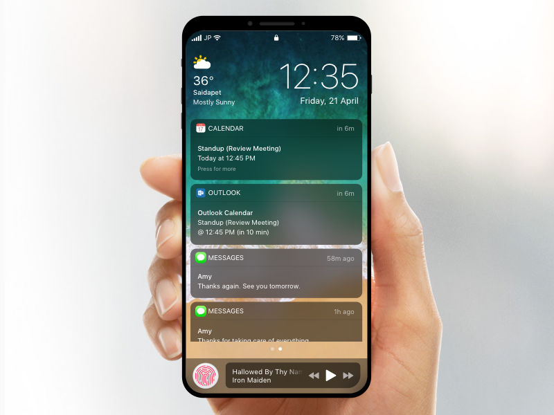 iPhone 8 Concept apple screen lock fingerprint notification mobile design app concept ios iphone