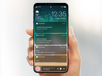 iPhone 8 Concept app apple concept design fingerprint ios iphone lock mobile notification screen