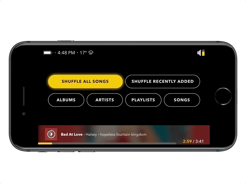 Music App Interaction framer interaction animation prototype iphone ux ui ios app music