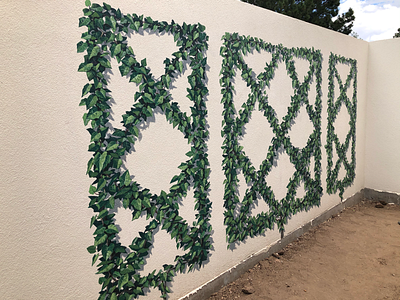 Handpainted mural on stucco handpainted ivy mural