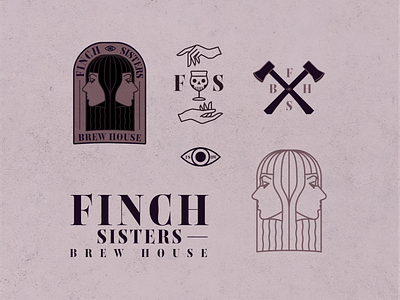 Finch Sisters Brew House Brand System beer art beer branding beer logo brand system horror fan horror literature identity system