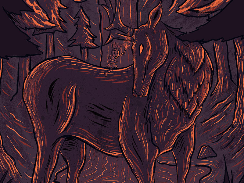 OneSpark to 1,000 Trees - Detail 2 the wild people deer leave no trace natural resource management outdoor education outdoors awareness forest animals stag design digital illustration procreate illustration procreate typography procreate app illustration