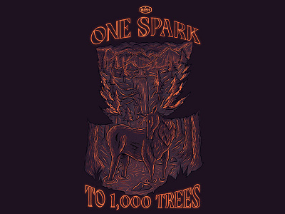 OneSpark to 1,000 Trees digital illustration forest creature illustration leave no trace outdoor awareness outdoor education outdoors procreate procreate app procreate illustration resource management typography