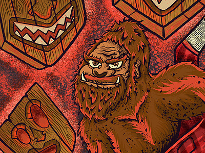 Don't Be Menace In The Woods - Detail 2 bigfoot camping digital illustration illustration josebarrientos josie2myfriends leavenotrace outdoorawareness outdooreducation procreate procreate app procreate illustration typography