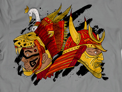Warriors aztec warrior illustration japanese culture mexican culture procreate samurai warrior true grit texture supply
