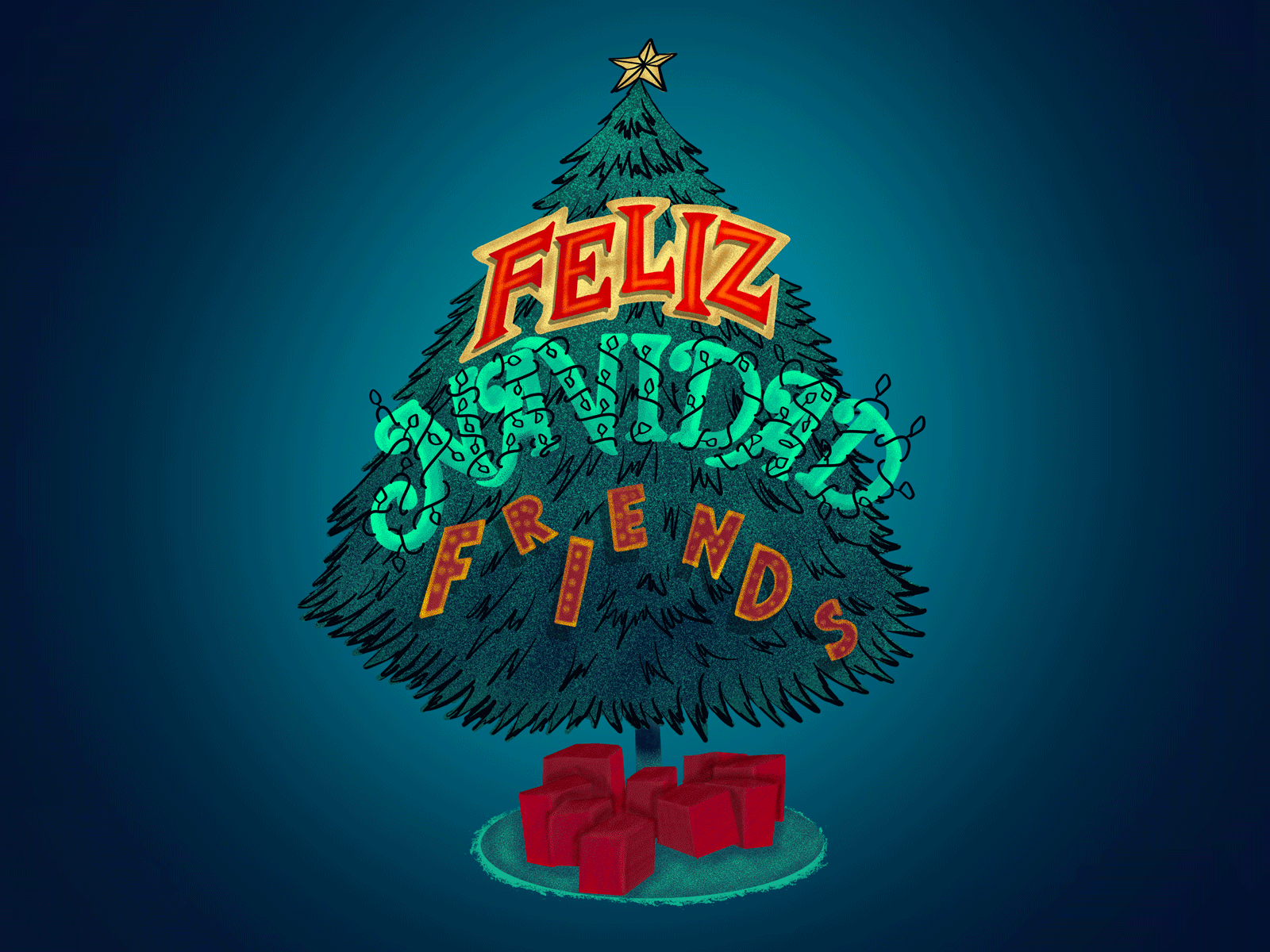 FelizNavidad animated gif digital illustration lettering typgraphy