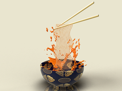 Noodles Dimension Mess-around 3d illustration 3d rendering adobe dimension art and design noodles ramen