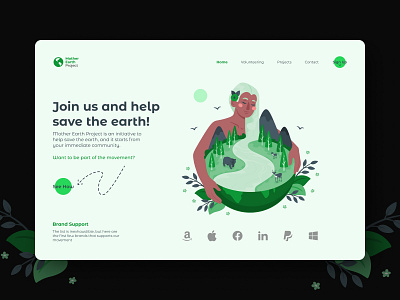 Mother Earth Project - Landing Page design earth greenproject grids mother earth productdesign sustainability ui user experience design user interface design ux web