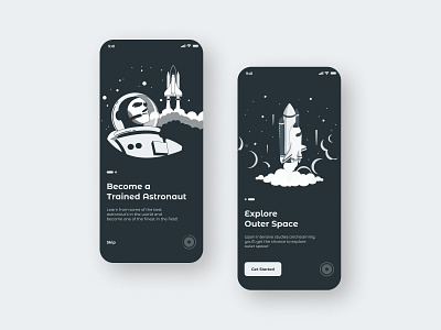Onboarding Screen Concept - Dark Mode app design grids mobile app mobile ui productdesign ui user experience design user interface design ux