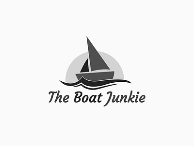 The Boat Junkie Logo boat boat logo brand branding illustration logo sea sun wave wave logo