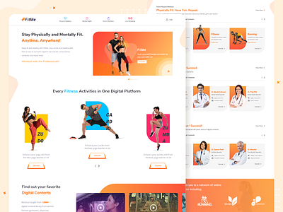 Fitme Web UI Landing Page - Fitness Website bodybuilding clean coach fitness health homepage landing page lifestyle modern ui ux web design website workout yoga