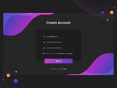 Sign Up - Desktop App Dark UI