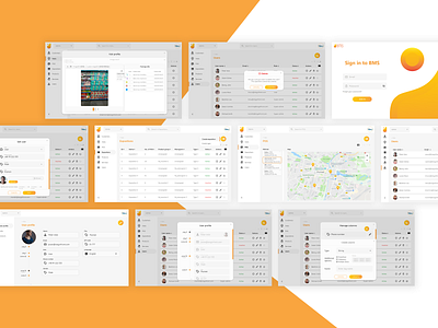 BMS - Admin Panel Desktop UI admin panel adobe xd app clean design clean ui dailyui dashboard design desktop illustration interface map minimal orange sign in ui ux web