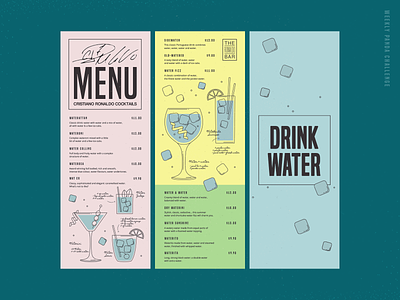 Cristiano Ronaldo Drink Menu (Drink Water) app card cocktails colors cristiano ronaldo design food food tech football healthy menu product design restaurant soccer sports ui user experience user interface ux water