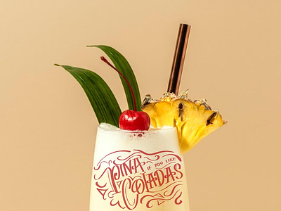 Mockup. Logo of pina colada is on a glass