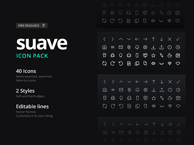 Suave Icon Pack - Freebie, 40 Icons, 2 Styles. docs download folder free freebie icon design icon pack iconography icons login