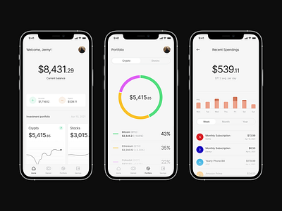 Fintech UI Concept app app design app ui bank bank app banking crypto crypto wallet dashboad dashboard app design finance financial fintech investing investment minimal minimalistic product design ui