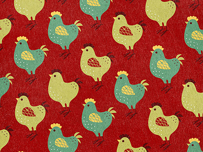 Chicken Pattern - Red chicken illustration pattern