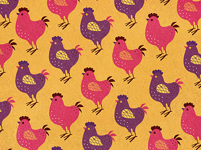 Chicken Pattern - Orange chicken illustration pattern