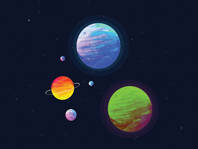 Bubble Gum Planets galaxy illustration planets solar system