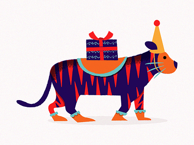 Party Guest - Tiger animal birthday illustration party present tiger